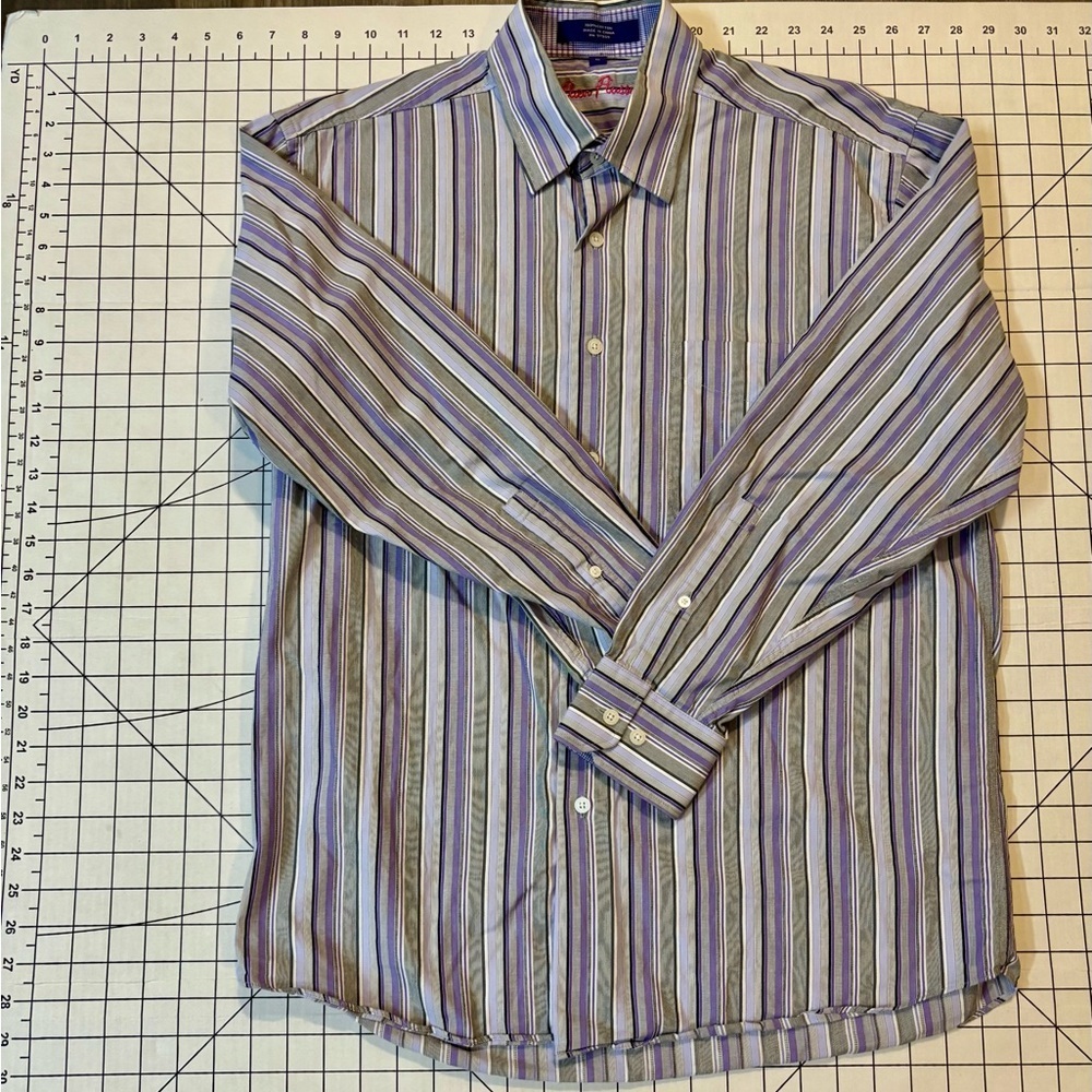 Alan Flusser Casual Button Down Shirt in Purple‎ and Blue